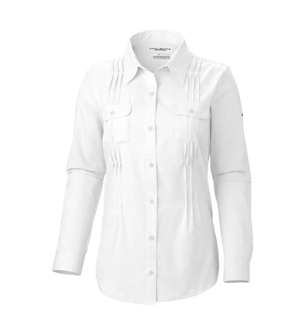 Columbia Women's White Sun Goddess II Long Sleeve Hiking Shirt Size XS EUC
